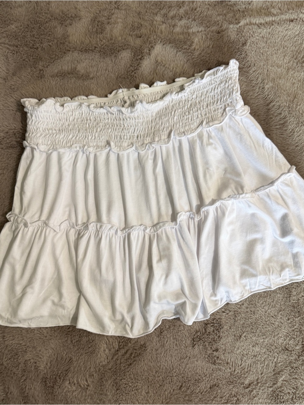 Pixielane soft White Smocked Tiered Mini Skort
